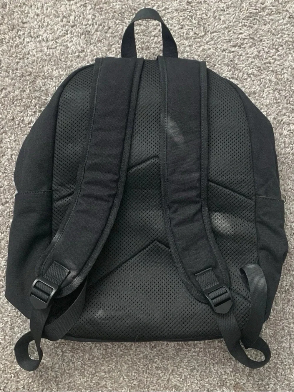 Black Backpack with Checkerboard Front Pocket & Matching Zipper Pouch